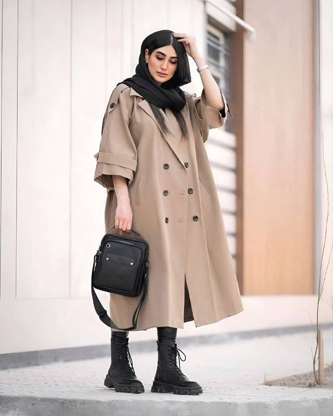 مانتو پاییزه زنانه کتان پلاس ایرانی مدل انا