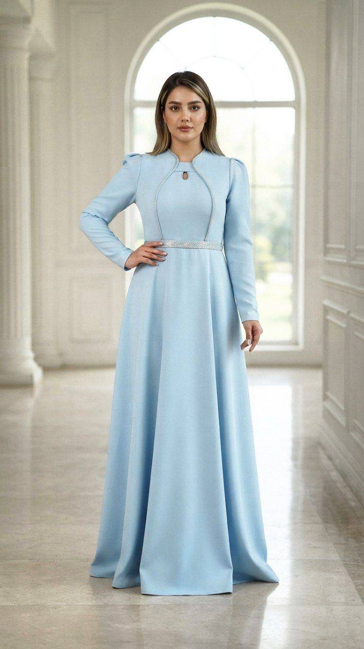 ماکسی مجلسی زنانه مازراتی خرجکار نوار مغزی با کیفیت مدل سیندرلا