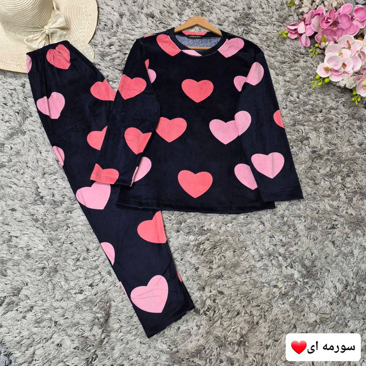 ست پایبزه مخمل وارداتی نرم و لطیف قلبی