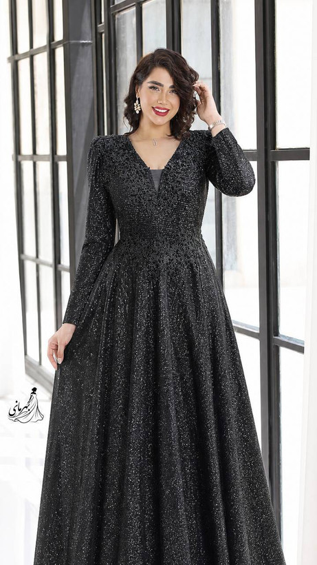 ماکسی مجلسی زنانه دانتل چمنی سنگدوزی شده زرین