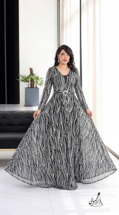ماکسی مجلسی زنانه جنس شاین برجسته مدل پریزاد