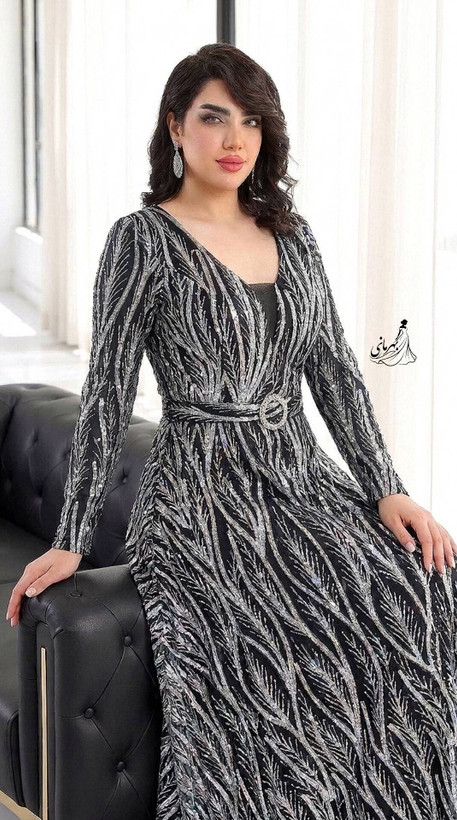 ماکسی مجلسی زنانه جنس شاین برجسته مدل پریزاد