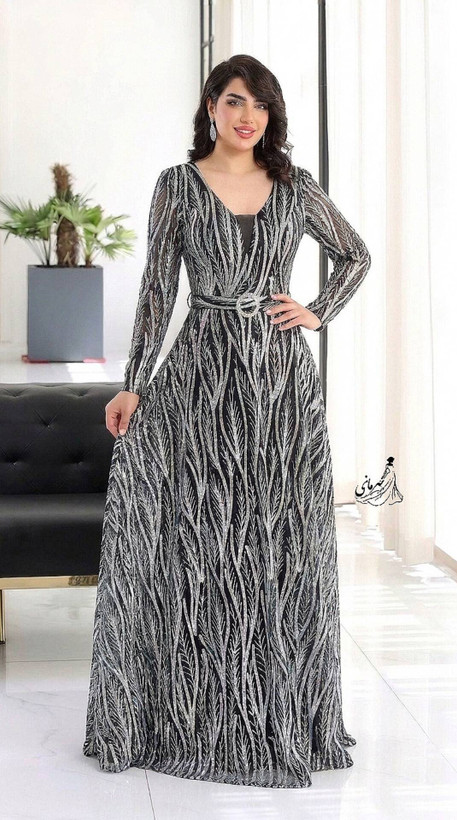 ماکسی مجلسی زنانه جنس شاین برجسته مدل پریزاد