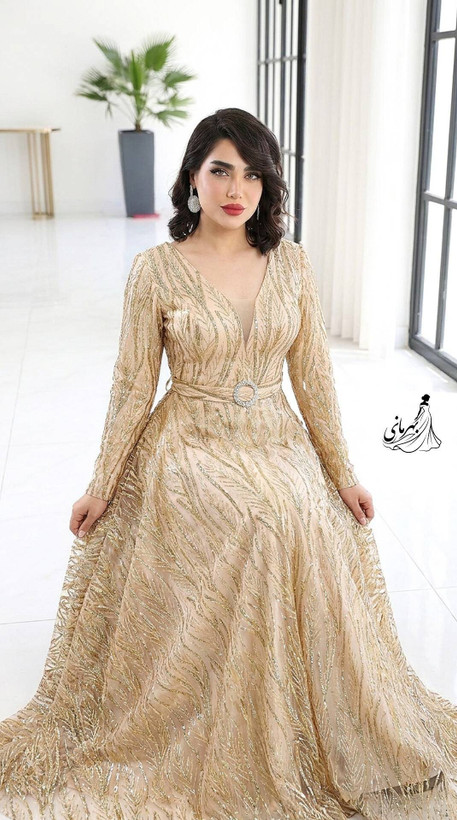ماکسی مجلسی زنانه جنس شاین برجسته مدل پریزاد