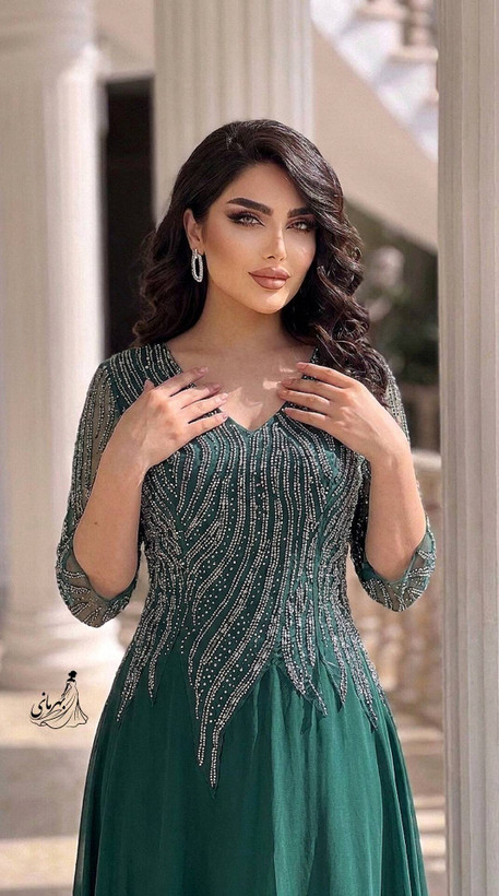 ماکسی مجلسی زنانه کرپ حریر درجه یک و نگین بدون ریزش دلبر